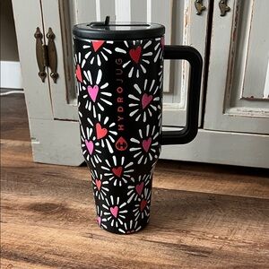 HydroJug Black Tumbler with Pink Hearts
